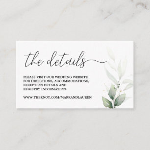 Informatie over de website Simple Greenery Wedding Informatiekaartje