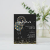 Informatie over de zwarte en goudballonbruiloft informatiekaartje (Staand voorkant)