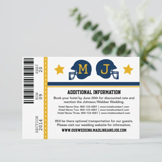 Informatie over football Ticket Weddenschap Informatiekaartje (Staand voorkant)