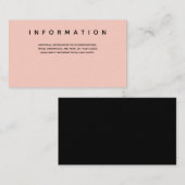 Informatie over Micro Wedding Pink Black Typograph Informatiekaartje (Voorkant / Achterkant)