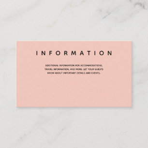 Informatie over Micro Wedding Pink Black Typograph Informatiekaartje