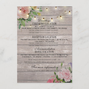 Informatie over roze Waterverf Floral Weddenschap Informatiekaartje