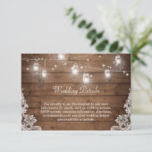 Informatie over Rustic Mason Jar Lights Lozing Wed Informatiekaartje (Staand voorkant)