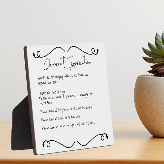 Informatie over uitchecken huurwoning gast fotoplaat