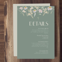Informatie over Wildflower Sage Deco Wedding Informatiekaartje