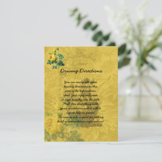 Informatieblad voor gele rozen informatiekaartje (Staand voorkant)