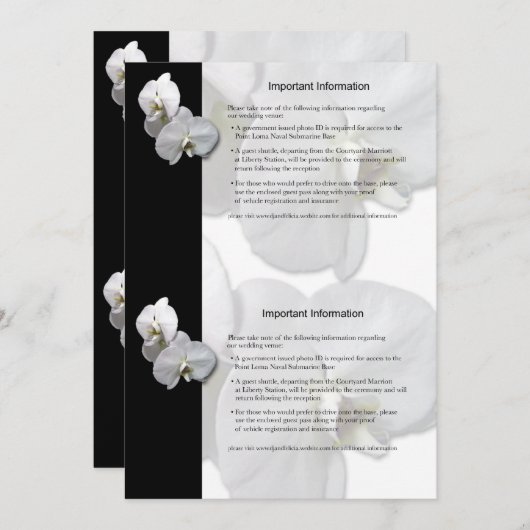 Informatieblad Witte Orchideeën 3 Kaart (Voorkant / Achterkant)