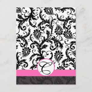 Informatiekaarten voor Black Damask Hot Pink Trim Informatiekaartje