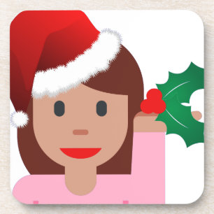 informatiemeisje over xmas emoji drankjes onderzetter