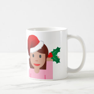 informatiemeisje over xmas emoji koffiemok