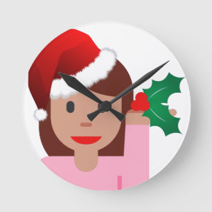 informatiemeisje over xmas emoji ronde klok
