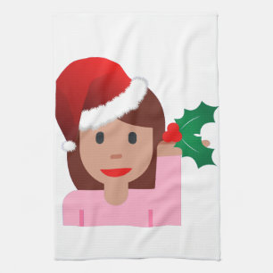 informatiemeisje over xmas emoji theedoek