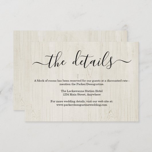 Information / Détails Carte de boîtier - Bois rust (Devant / Derrière)