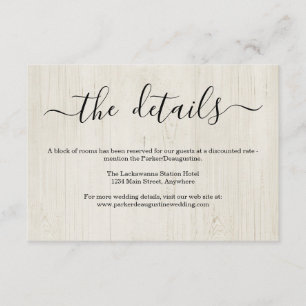 Information / Détails Carte de boîtier - Bois rust