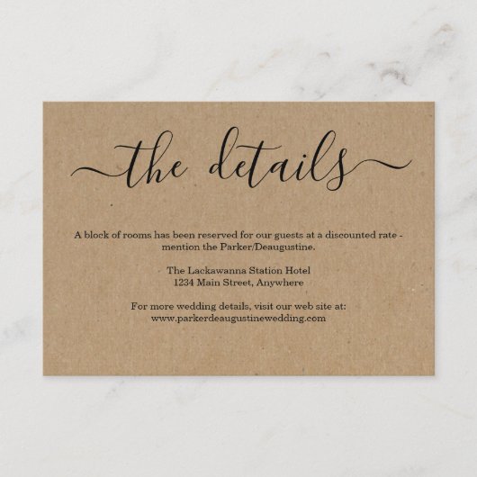 Information / Détails Carte de boîtier Rustique Kr (Devant)