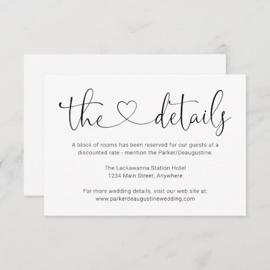 Information / Détails Carte de boîtier - Simple (Devant / Derrière)