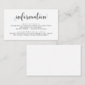Information Mariage Invitation Insertion Carte de  (Devant / Derrière)