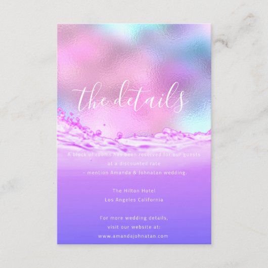 Informations Cartes de Mariage Détails Pastels (Devant)