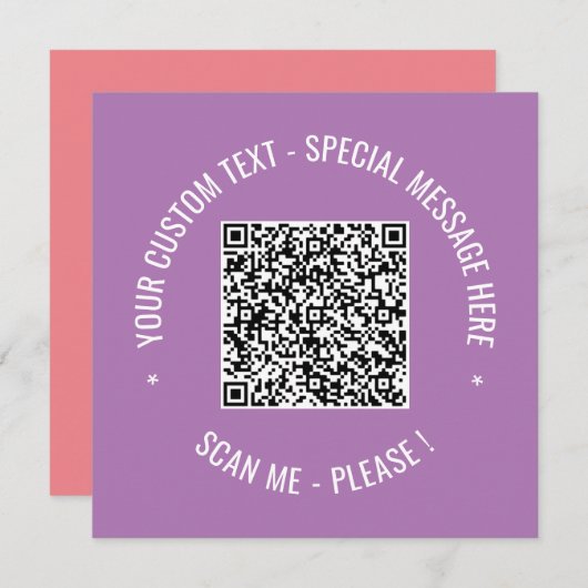 Informations d'analyse de code QR et carte texte p (Devant / Derrière)