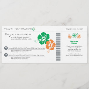 Informations de voyage pour le mariage Carte d'emb