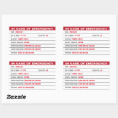 Informations d'urgence ajouter Sticker texte (Feuille)