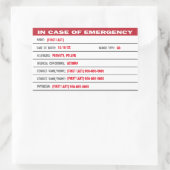 Informations d'urgence ajouter Sticker texte (Sac)