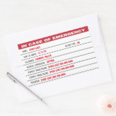 Informations d'urgence ajouter Sticker texte (Enveloppe)