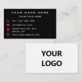 Informations et couleurs de votre logo Carte de vi (Devant / Derrière)