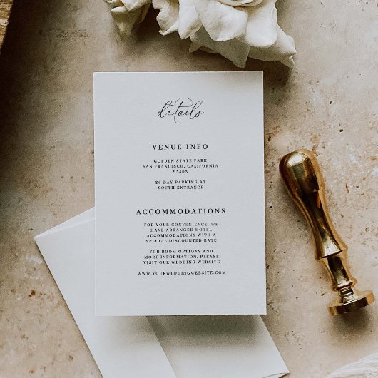 Informations sur le mariage Détails Carte de boîti