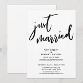 Informeel Handgeschreven Net Getrouwd Trouwrecepti Kaart (Voorkant / Achterkant)