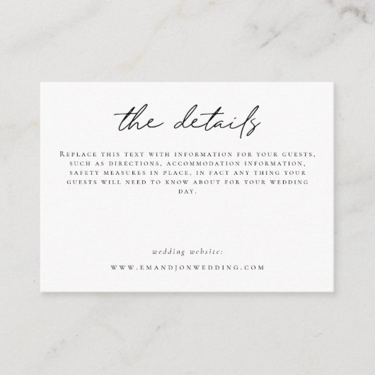 Informeel script met minimale huwelijksgegevens informatiekaartje (Voorkant)