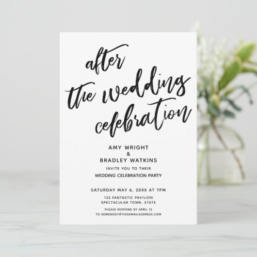 Informele bruiloft na viering Zwart Wit Kaart (Staand voorkant)