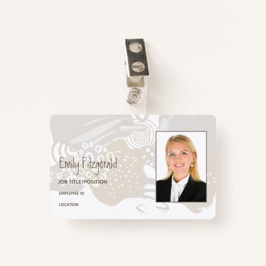 Informele foto ID Feminine Business Pattern Badge (Voorkant met clip)