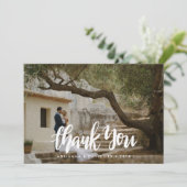 Informele foto trouwdag bedankt handgeschreven scr (Staand voorkant)