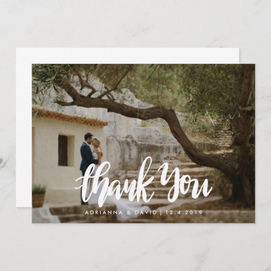 Informele foto trouwdag bedankt handgeschreven scr (Voorkant / Achterkant)