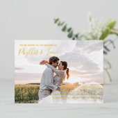 Informele foto's van White & Gold Waterverf - brui Folie Uitnodiging (Staand Voorkant)