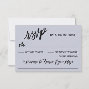 Informele handschrift met nummerverzoek Stofblauw RSVP Kaartje