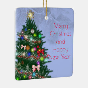 Informele kleurrijke versierde kerstboom keramisch ornament