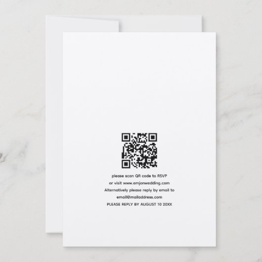 Informele Laurel Leaf Line Art QR Code Weddenschap Kaart (Achterkant)