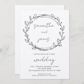 Informele Laurel Leaf Line Art QR Code Weddenschap Kaart (Voorkant / Achterkant)