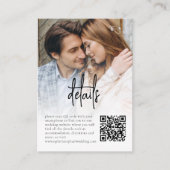 Informele Script foto Overlay QR bruiloft details Informatiekaartje (Voorkant)
