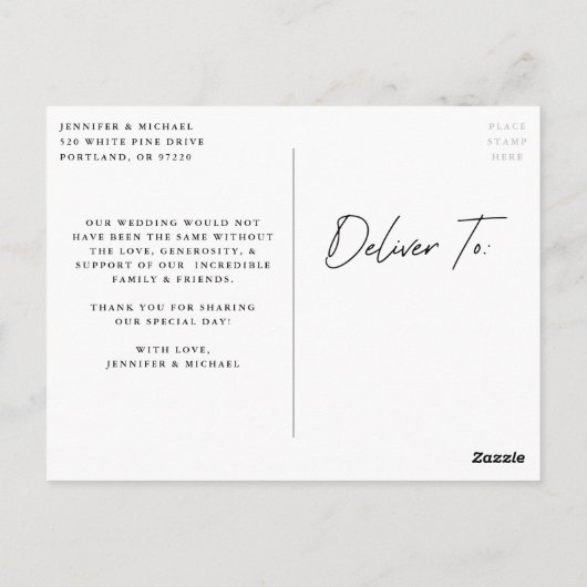 Informele Script Sage Groen Trouw Dankjewel Briefkaart (Achterkant)