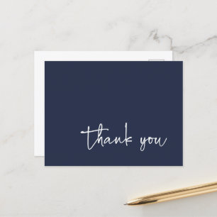 Informele script typografie Navyblauw Bedankt Briefkaart