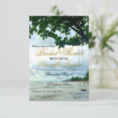 Informele strand slinger gouden schrift bruidsdouc kaart (Staand voorkant)