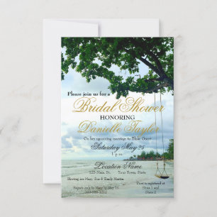 Informele strand slinger gouden schrift bruidsdouc kaart