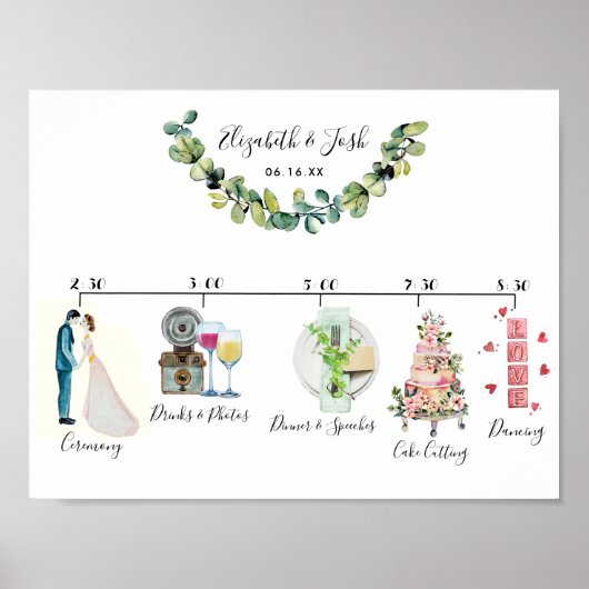 Informele trouwkalender welkomstbord poster (Voorkant)