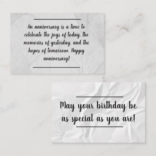 Infos carte - Anniversaire / Anniversaire (Devant / Derrière)