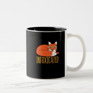 Infoxicated Funny Fox Pun Party Drink en afval Tweekleurige Koffiemok