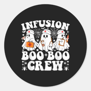 Infuusboek Boo Crew Nurse Funny Ghost Halloween Ronde Sticker