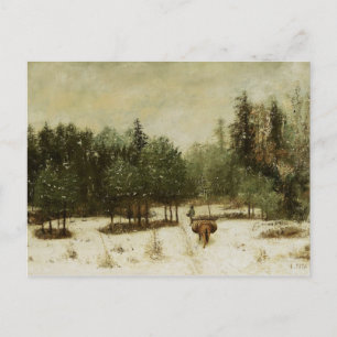 Ingang in het bos in de winter briefkaart